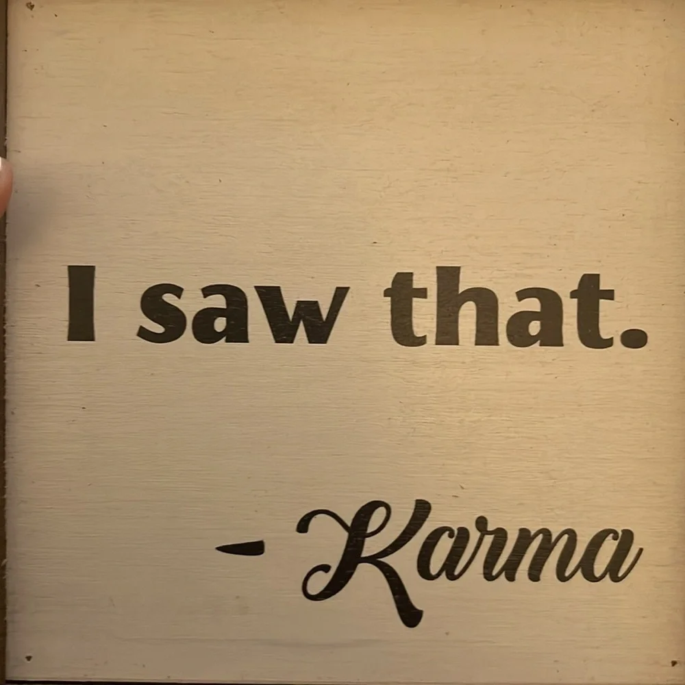 Karma 4x4 Brown and White Decor Sign